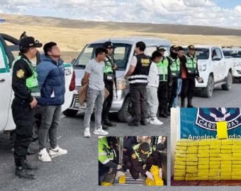 Cuatro sujetos caen con más de 80 kilos de clorhidrato de cocaína en Pampachiri 