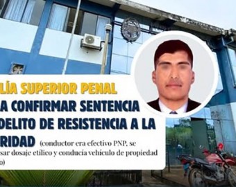 Madre de Dios: Ministerio Público logra confirmación de condena contra policía por desobediencia a la autoridad en Iberia