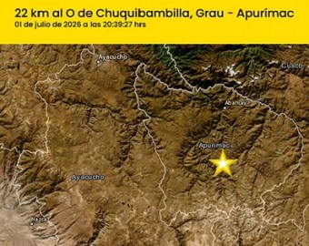 Sismo de magnitud 4.8 se registró la noche del miércoles en Chuquibambilla