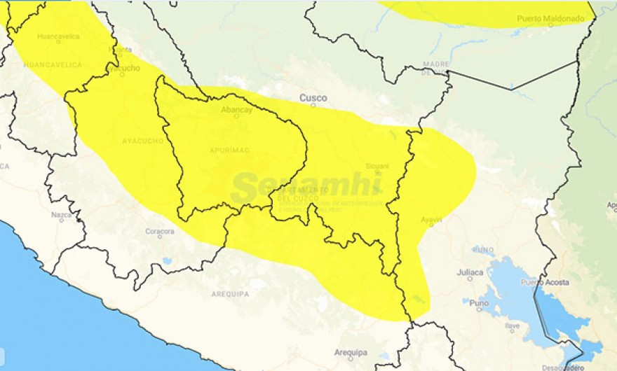 SENAMHI pronostica ocurrencia de precipitaciones pluviales del 20 al 22 de octubre en Apurímac