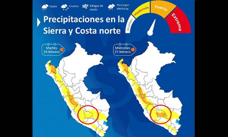 Alerta naranja: lluvias serán más intensas hasta el 25 de febrero, según el Senamhi