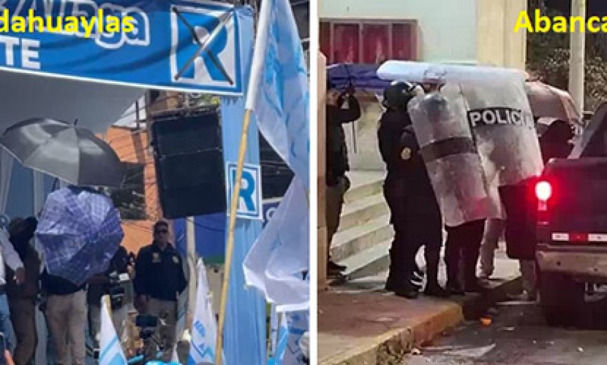 Con huevos y botellas plásticas rechazan a López Aliaga en Apurímac